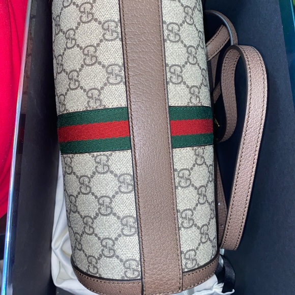 $1300 Gucci Ophidia canvas GG logo Boston barrel mini bag, authentic - Picture 2 of 10